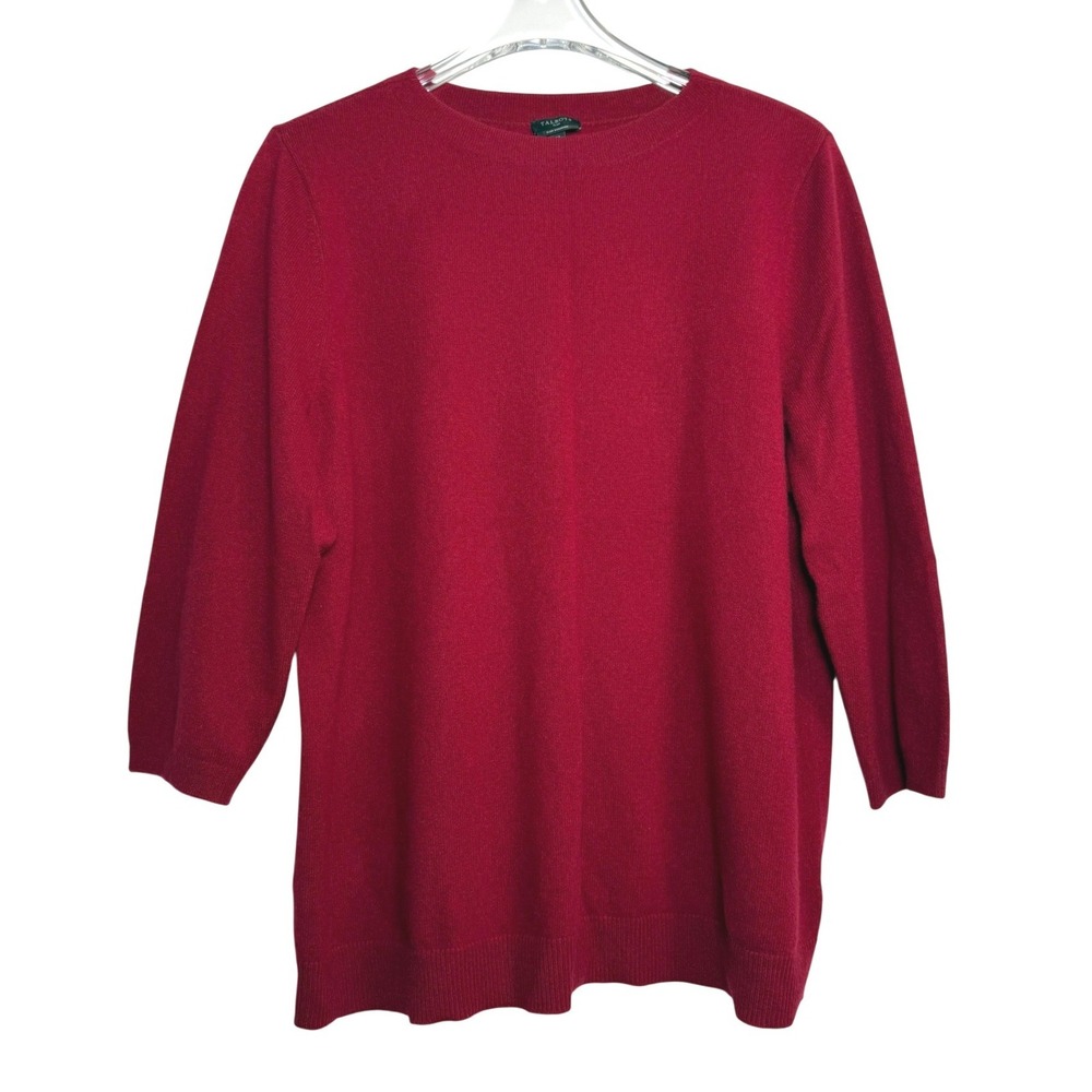 Talbots Sweater Womens 2X Red Pure Cashmere Crew Neck 3/4 Sleeve Knit Top